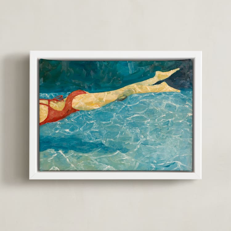 "Submerge I" - Art Print in Deep Sea Blue by Debra Butler - Framed Canvas
