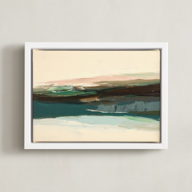"Tomales Point" - Art Print in Creamy Yellow Beige by Caryn Owen - Framed Canvas