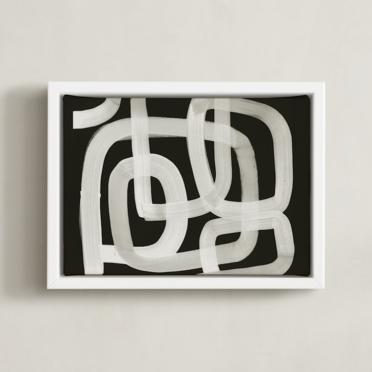 "Ingress and Paths under Moonlight" - Art Print in Mushroom by Deborah Velasquez - Framed Canvas