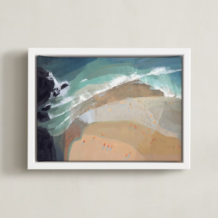 "What a Seagull Sees" - Art Print in Jade by Khara Ledonne - Framed Canvas
