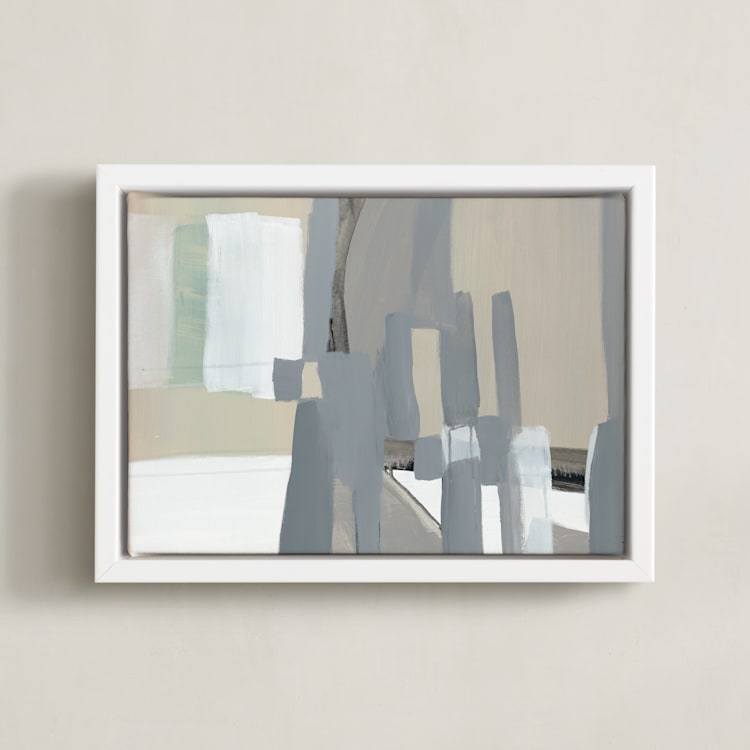 "Patchwork abstract" - Art Print in Neutral Linen by Betsyness Studio - Framed Canvas