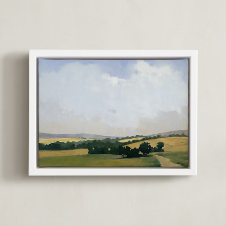 "Best of Both Worlds" - Art Print in Silver Sky by Stephanie Goos Johnson - Framed Canvas