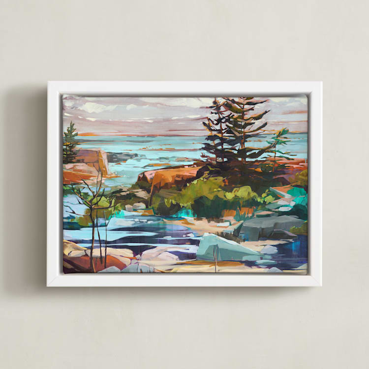 "For Shore" - Art Print in Lagoon by Jess Franks - Framed Canvas