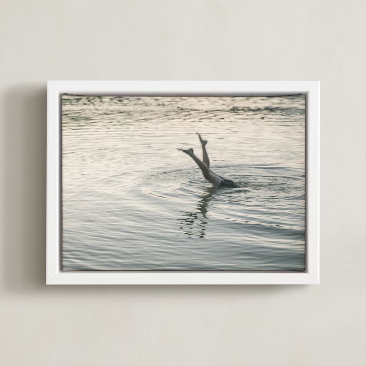 "nightswimming" - Art Print in Mist by Sara Hicks Malone - Framed Canvas