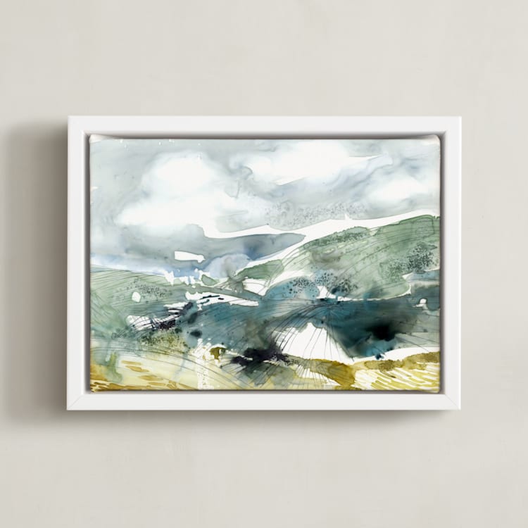 "Valley" - Art Print in Jade by Kelly Ventura - Framed Canvas