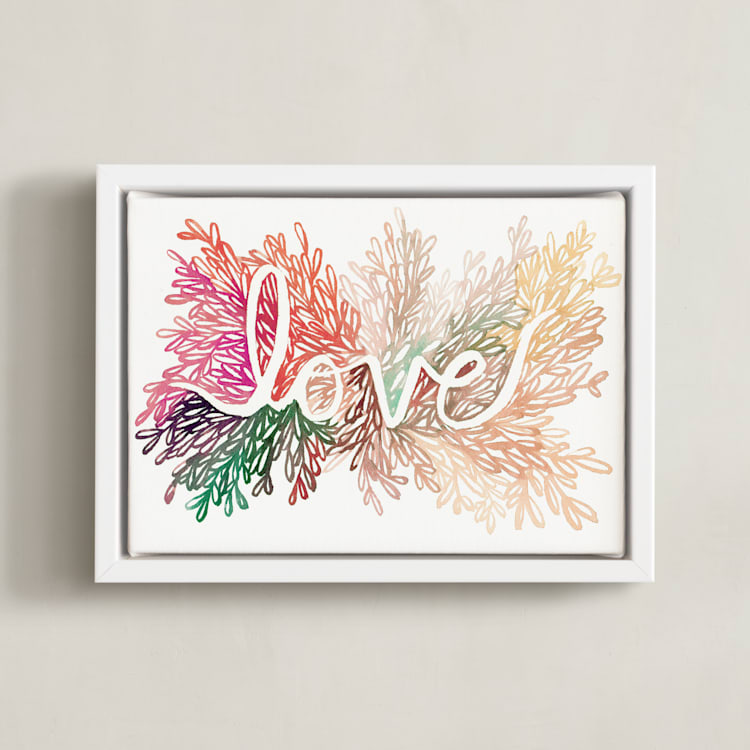 "Love" - Art Print in Blush by Kelly Ventura - Framed Canvas