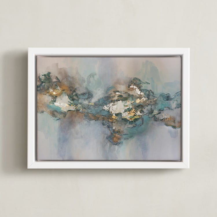 "Lighten up" - Art Print in Seafoam Green by Christine Olmstead - Framed Canvas