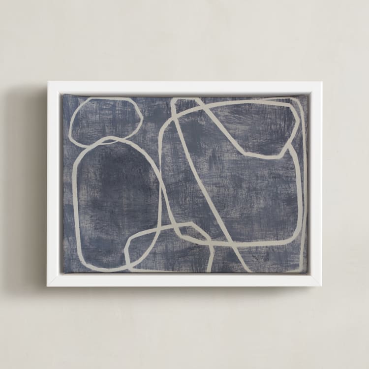 "Squiggles" - Art Print in Blue Grey by Camille Pietrow - Framed Canvas