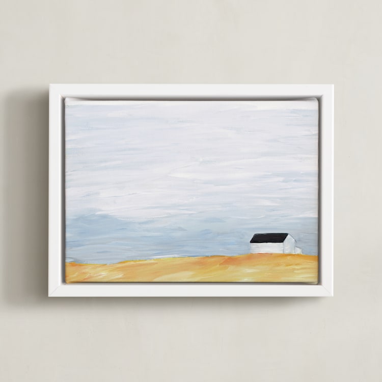 "harvest barn" - Art Print in winter wheat by Robin Ott - Framed Canvas
