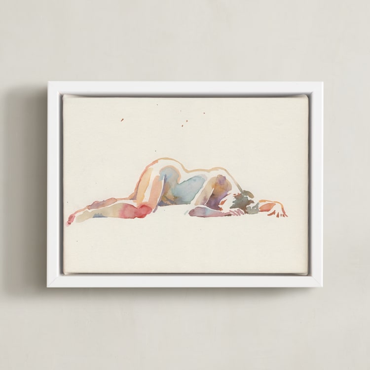 "Melancolia" - Art Print in nude pink by Catilustre - Framed Canvas