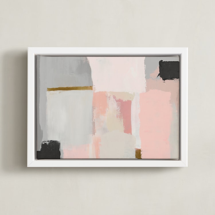 "atmospheric" - Art Print in Apricot by Amy Gray - Framed Canvas