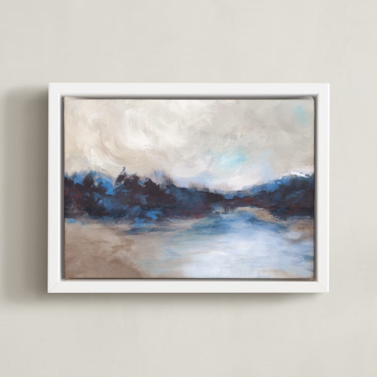 "Saint Mary's Lake" - Art Print in Phthalo Blue by Lorent and Leif - Framed Canvas