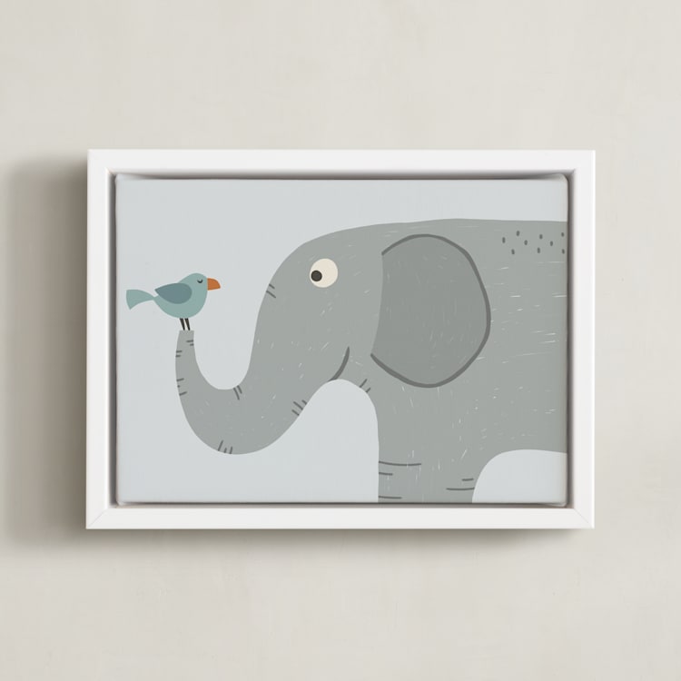 "My Jungle Friends 4" - Art Print in Grey by Anequ Studio - Framed Canvas