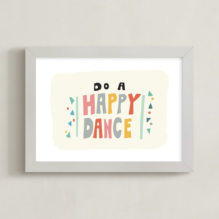 "happy dance" - Art Print in Melon Pink by Angel Walker - Framed
