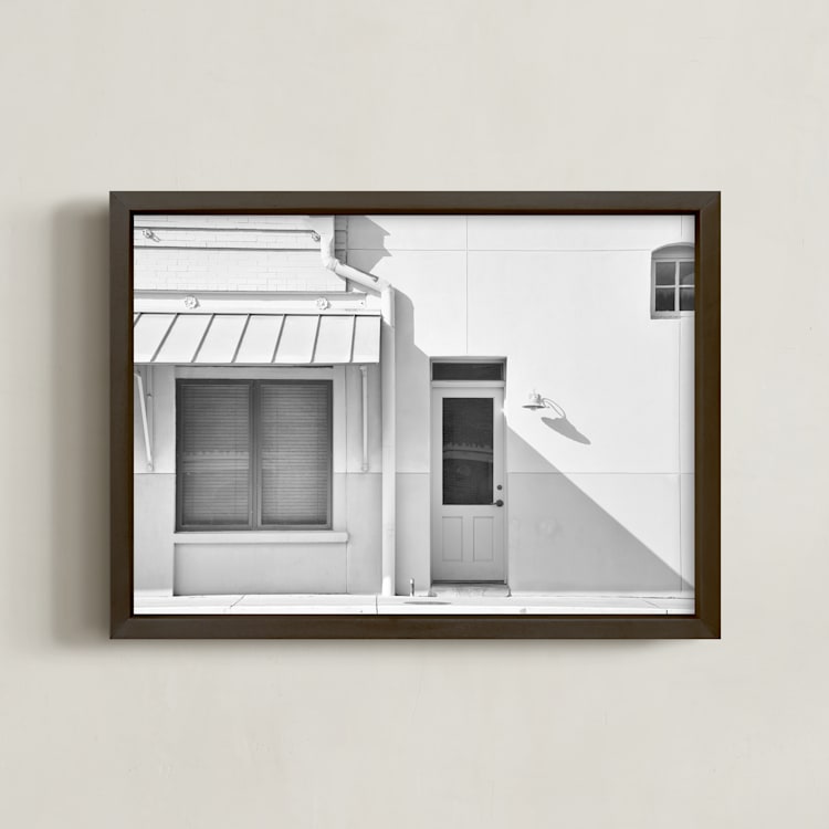 "Cream Colored Building, Taylor, Texas" - Art Print in Cream White by Carol Schiraldi - Framed