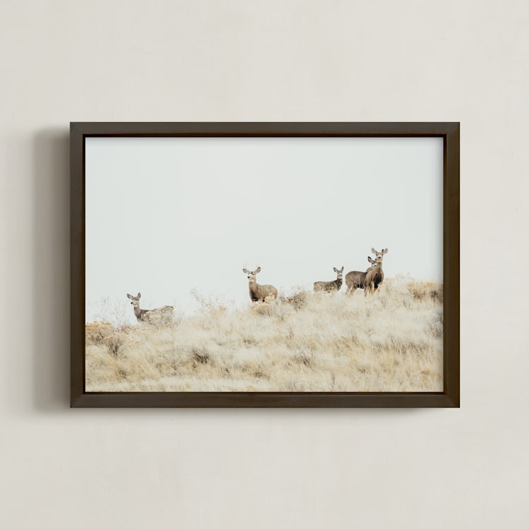 "Watchful" - Art Print in Beige by Jennifer Morrow - Framed
