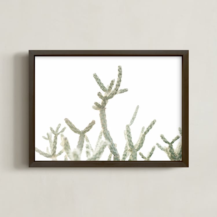 "the rising" - Art Print in cactus green by Kristi Jackson - Framed