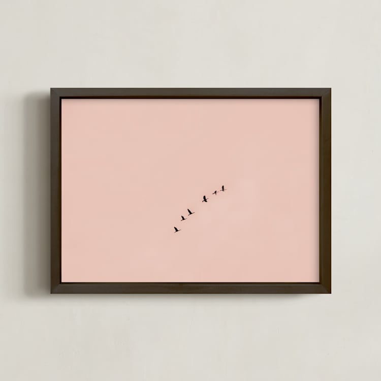"Birds in Flight" - Art Print in Blush by Kaitie Bryant - Framed