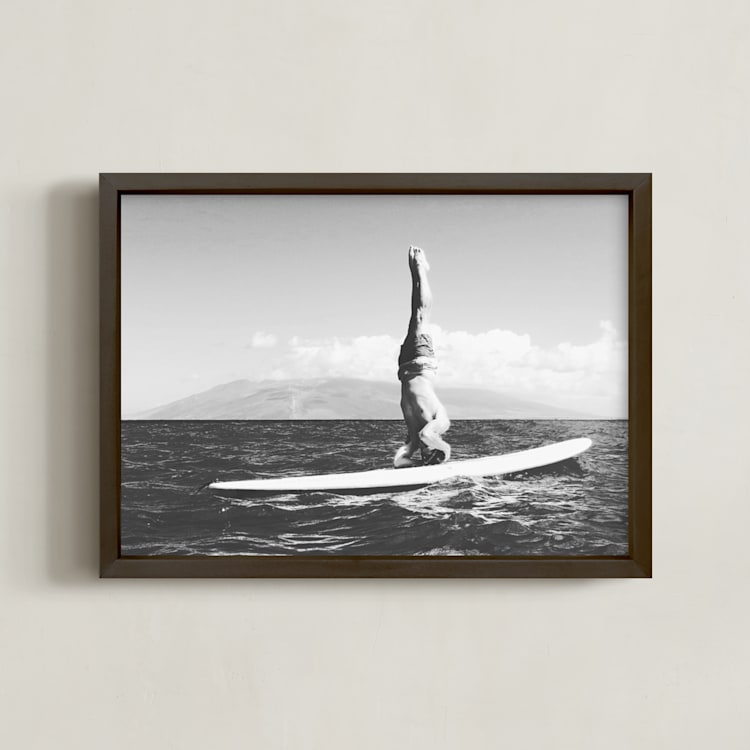 "Island Yogi" - Art Print in slate grey by Amanda Phelps - Framed