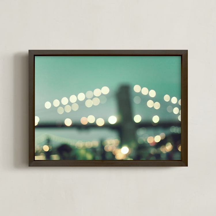 "NYC Dusk" - Art Print in Dark Mint by Caroline Mint - Framed