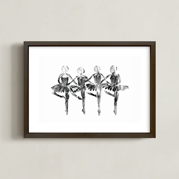 "Les Cygnets" - Art Print in black by Leanne Friedberg - Framed