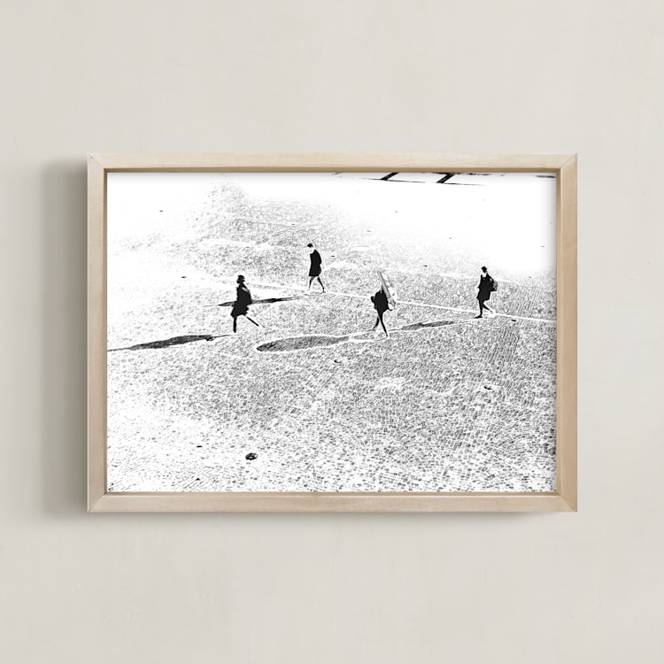 "Figureground #1 - Moving by a silence path" - Art Print in Ivory Black by Van Tsao - Framed