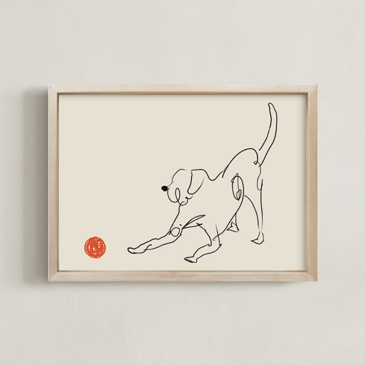 "Let's Play" - Art Print in Sand Beige by Adelyn T. - Framed