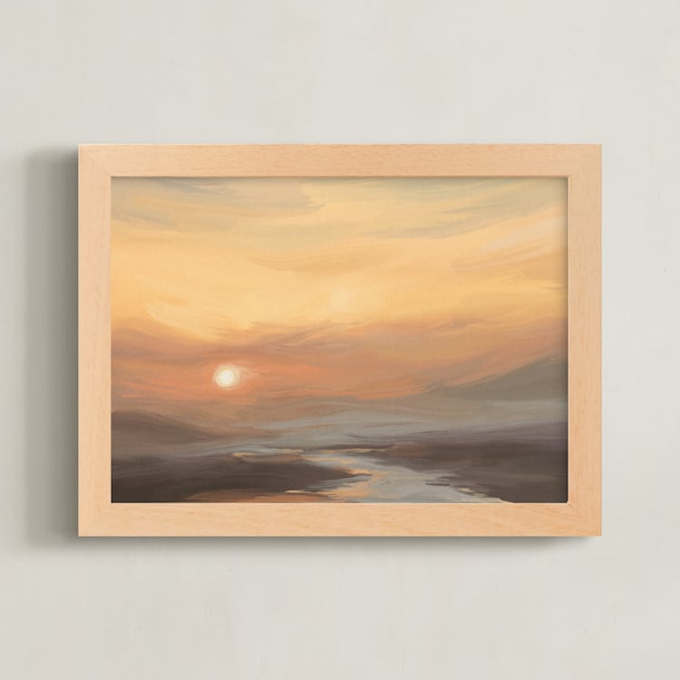 "Meet Me There" - Art Print in Peach Sunrise by Christa - Framed