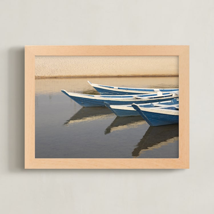 "Side by Side" - Art Print in Blue by Eliane Lamb - Framed