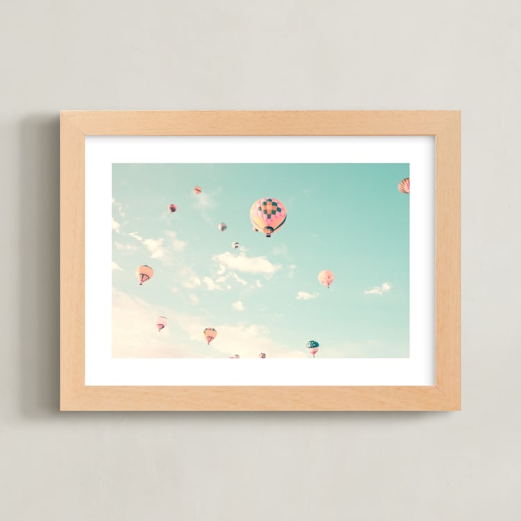 "Sky Dreams Forever" - Art Print in mint by Caroline Mint - Framed