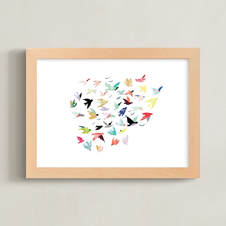 "Songbirds" - Art Print in Multi-Colored by Eve Schultz - Framed