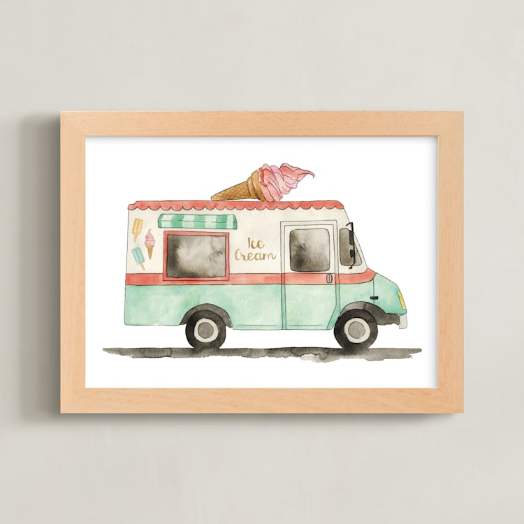 "Ice Cream" - Art Print in Mint by Kelsey McNatt - Framed