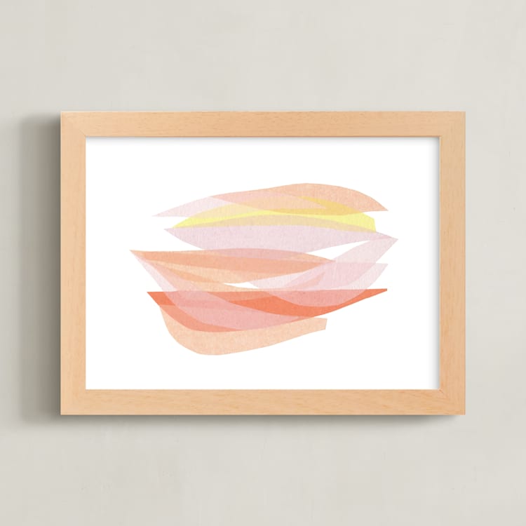 "tissue taking flight" - Art Print in peaches and cream by Carrie Moradi - Framed