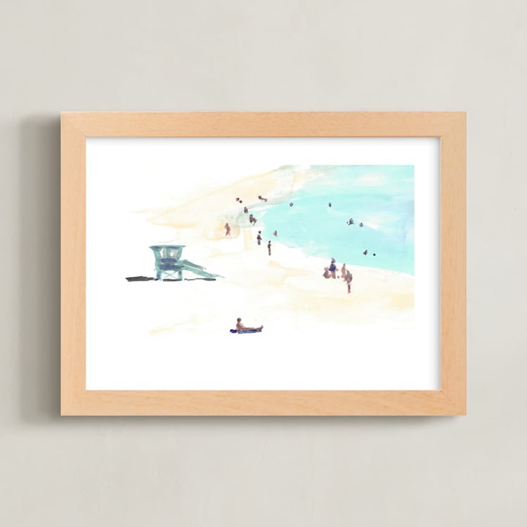 "Surf City 2" - Art Print in Tower Blue by Jenny Partrite - Framed