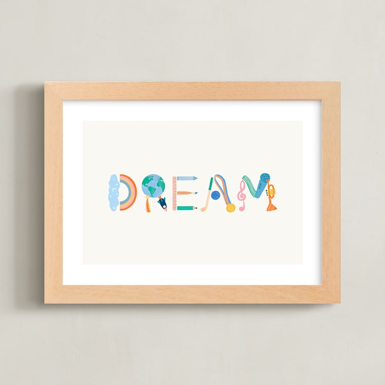 "DREAM DREAM" - Art Print in Rainbow by SunLee Art - Framed
