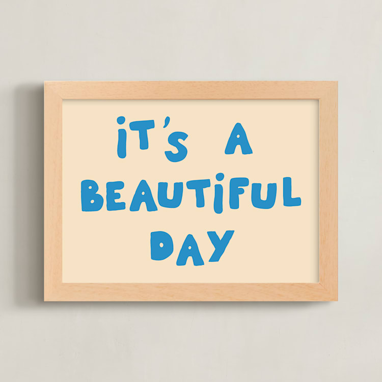 "it's a Beautiful Day" - Art Print in Blue by Studio Suku - Framed