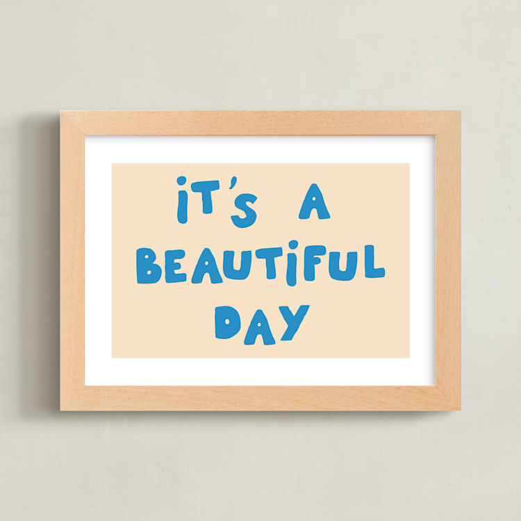 "it's a Beautiful Day" - Art Print in Blue by Studio Suku - Framed