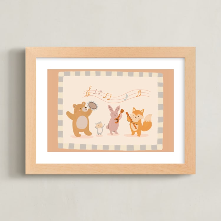 "Woodland Orchestra" - Art Print in Latte by Kartika Paramita - Framed