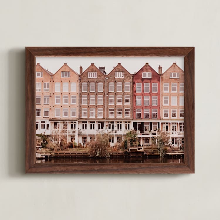 "Harmonious Gables of Amsterdam" - Art Print in Taupe by Emanuela Carratoni - Framed