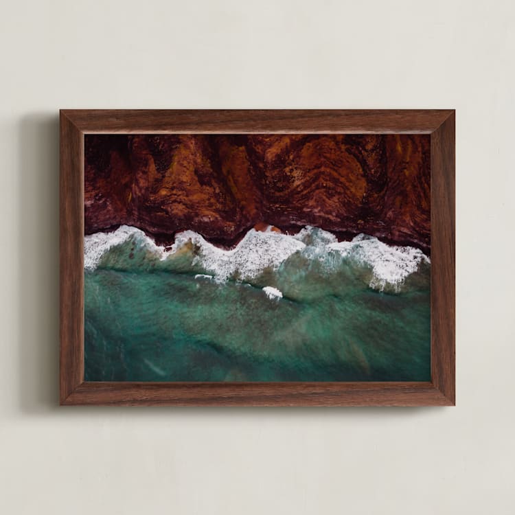 "mountain tide" - Art Print in Sea Green by Jenn Lampl - Framed