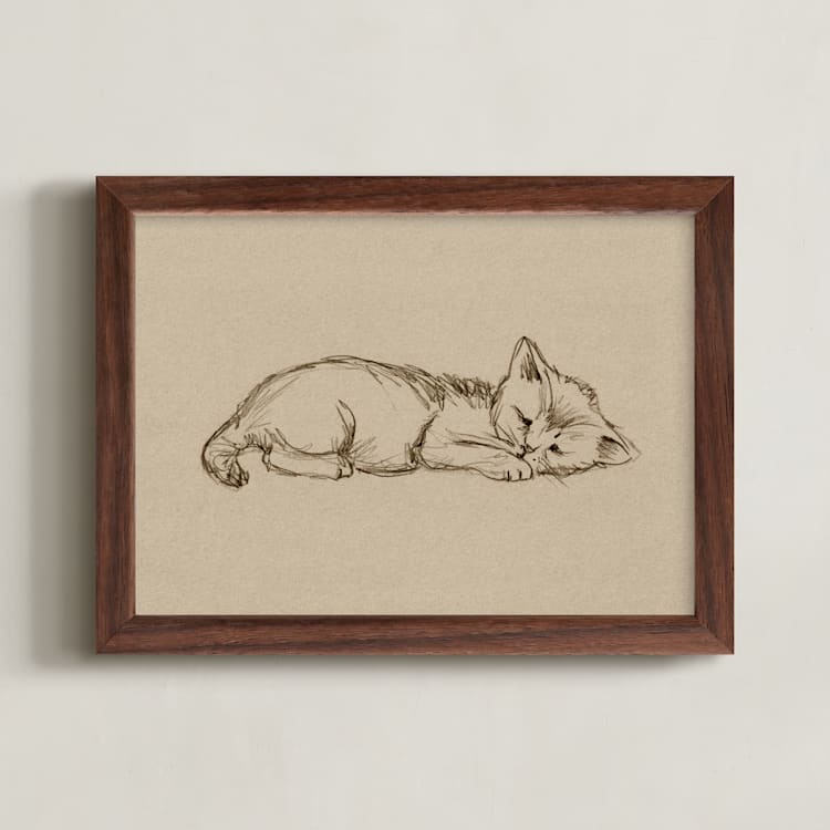 "Sleep Companions 1" - Art Print in Sand by Paola Benenati - Framed