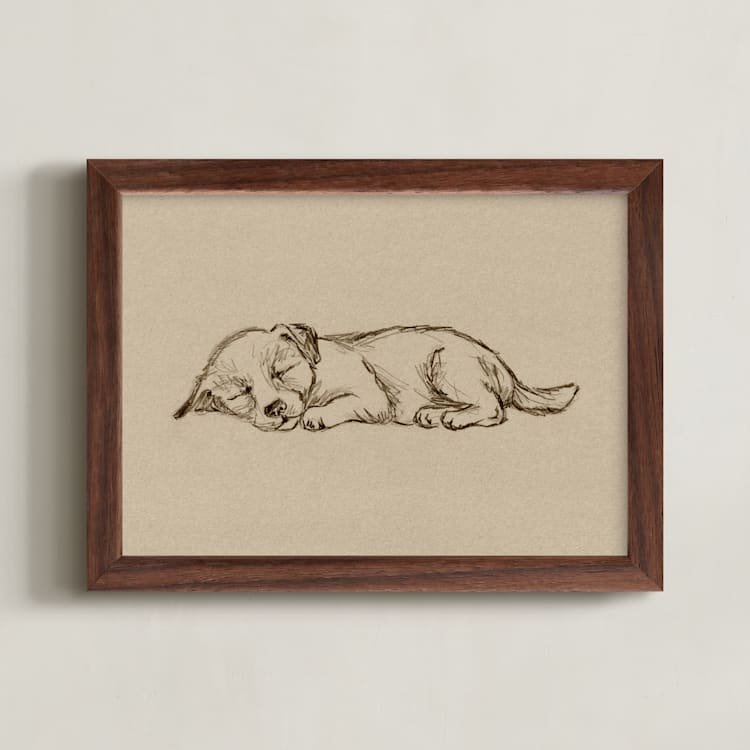 "Sleep Companions 2" - Art Print in Sand by Paola Benenati - Framed