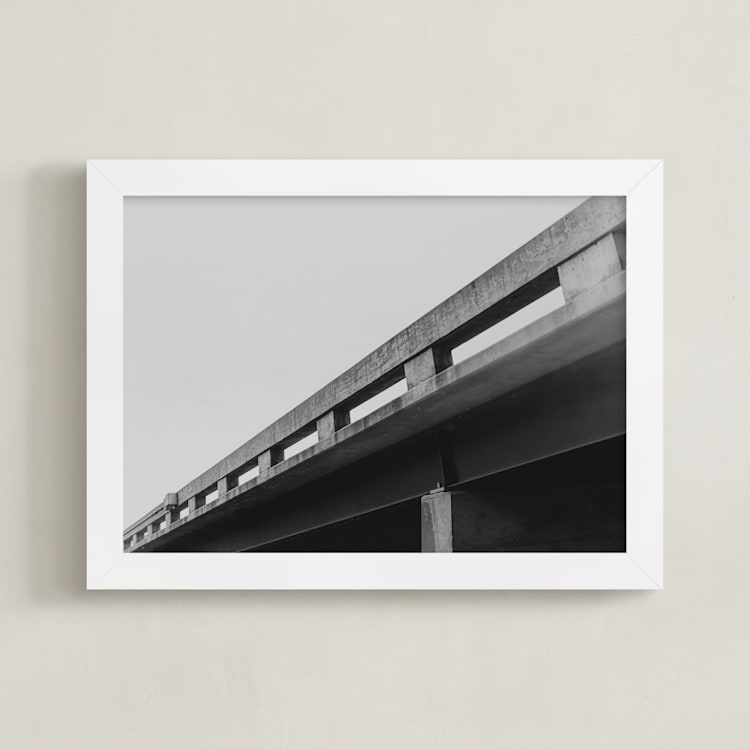 "Bridge Lines" - Art Print in Concrete by Brianne Larsen - Framed