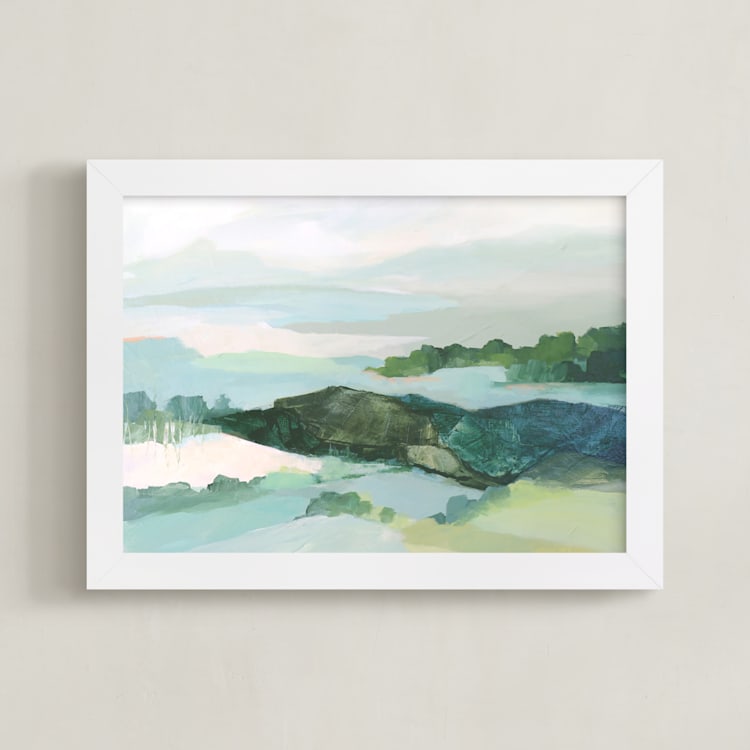 "The Long Way Around" - Art Print in Powder Blue by Mya Bessette - Framed