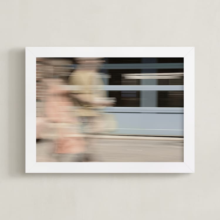 "On the Move" - Art Print in Windy Blue by Deborah Chou - Framed