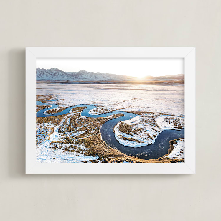 "Around the Bend" - Art Print in Gold by Mike Sunu - Framed