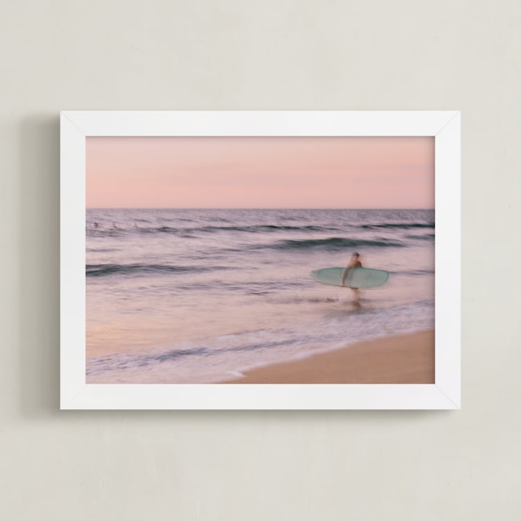"Sayulita Surf" - Art Print in Soft Purple by Rachel Marie Keba - Framed