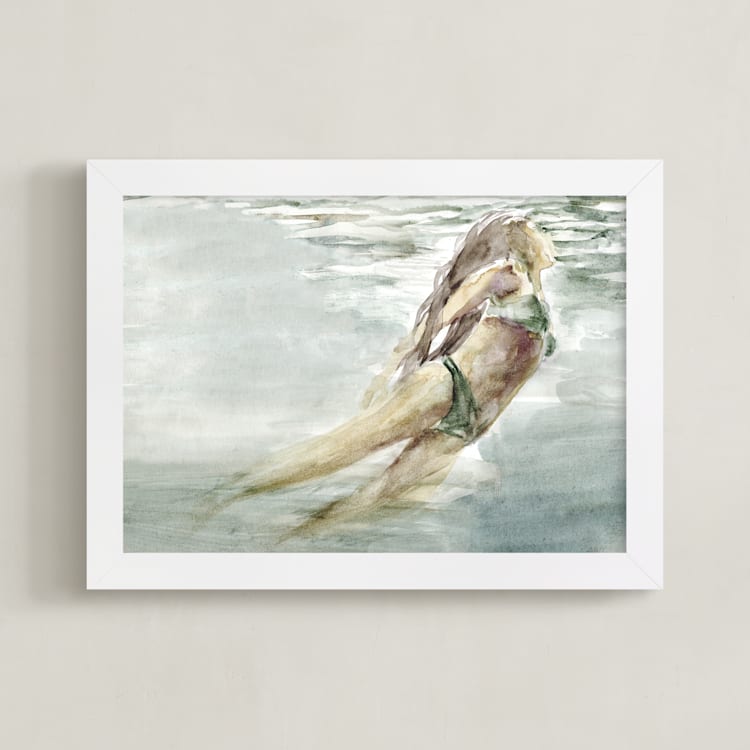 "Underwater" - Art Print in Aqua by Lulaloo - Framed