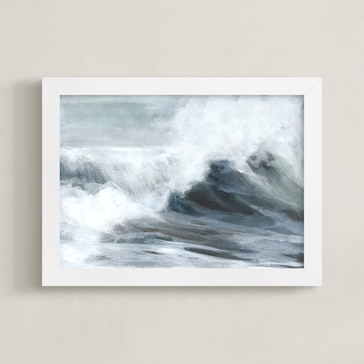 "Whispering Wave" - Art Print in Indigo by Jenny Partrite - Framed