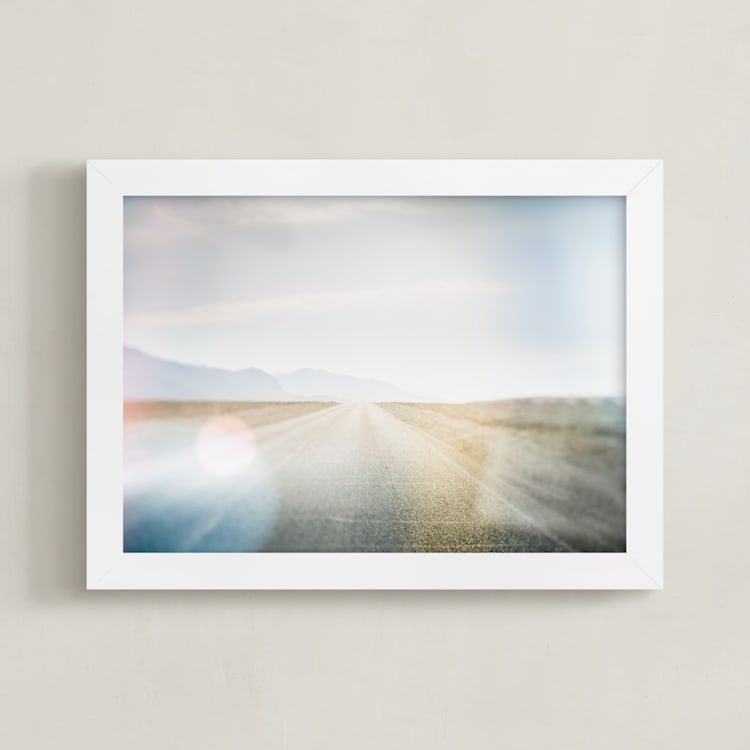 "The Open Road" - Art Print in Blue Sky by Jacquelyn Sloane Siklos - Framed
